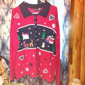 Erika Woman 3X Christmas Button Up Sweater